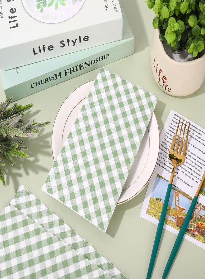 وولاين مناديل ورقية للضيوف من والين، لون أخضر حكيم، بنقشة مربعات مائلة، ثلاث طبقات، للاستخدام مرة واحدة، مناديل ورقية مربعة للعشاء، منشفة يد للعشاء، مناسبة لحفلات الزفاف وأعياد الميلاد، لتزيين الطاولة، 80 قطعة - Image 4